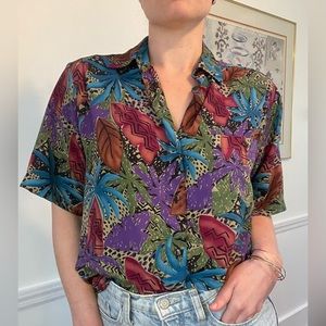 Vintage 90s colorful patterned lightweight summer festival button-down